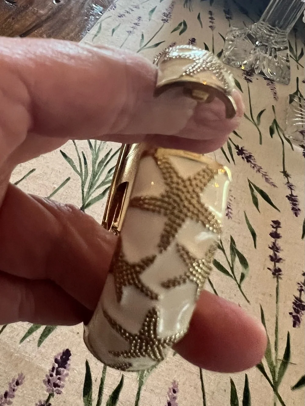 White and Gold Starfish Enamel Hinged Bracelet